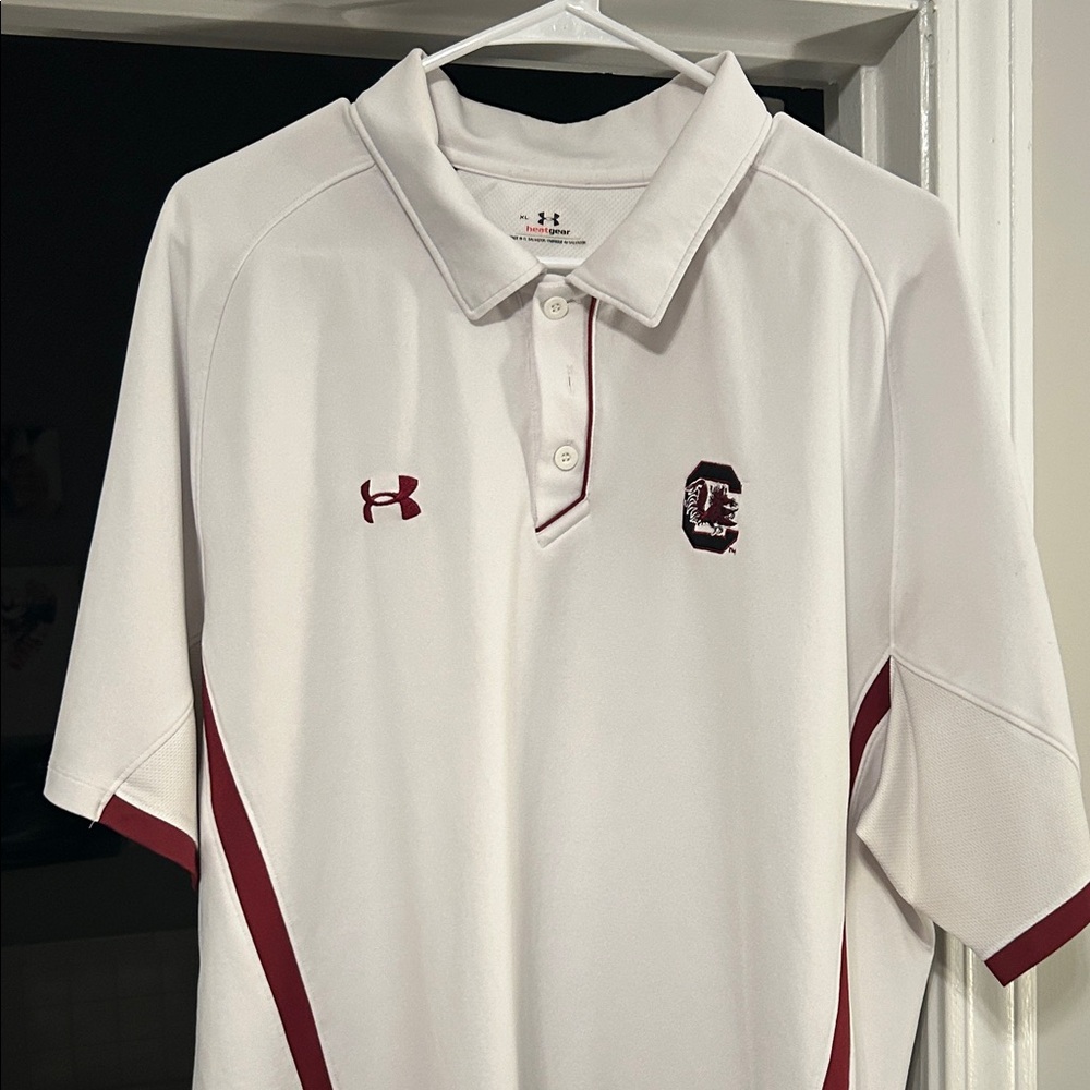 Under Armour White and Garnet Gamecock Sideline Polo XL